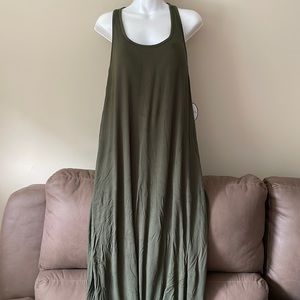 NWT Soma Racer Back Maxi Dress with Built In Bra Dark Olive